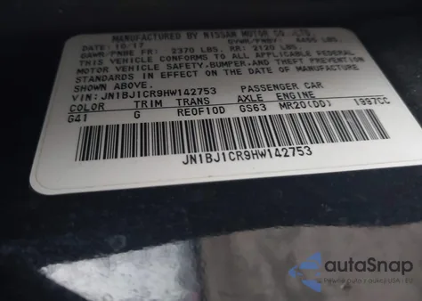 2017 Nissan Rogue Sport Sv z USA, uszkodzony, nr VIN JN1BJ1CR9HW142753